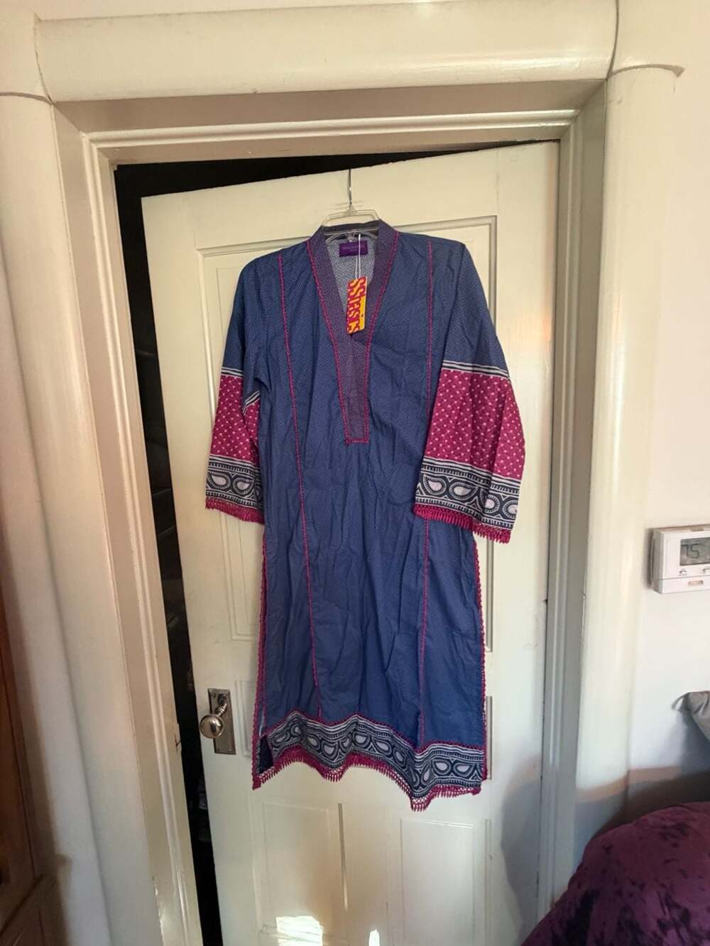Sana Safinaz Medium Blue Printed 100% Cotton Kurta Tunic